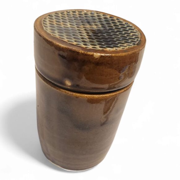 Beautiful Handmade Pottery Jar Canister – Lidded, Brown & Blue Glaze, 3.5" READ - Picture 1 of 8